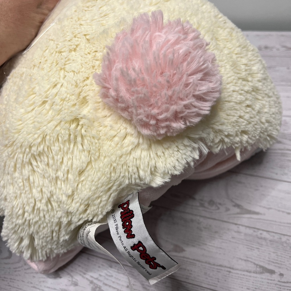 Pillow Pets Thumpy Bunny Rabbit Plush Cream Pink Polka Dot Ears Stuffed Toy - Picture 7 of 13